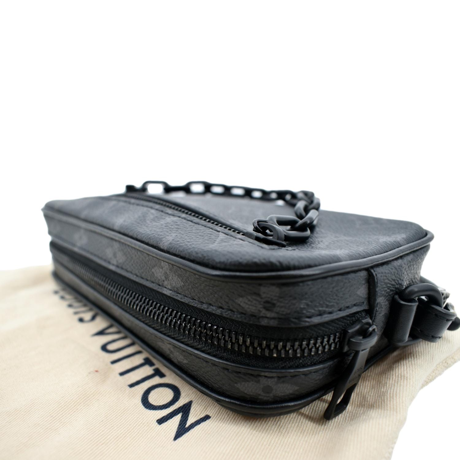 LOUIS VUITTON Volga Monogram Eclipse Pochette Clutch Bag Black