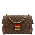 LOUIS VUITTON Caissa Chain Damier Ebene Clutch Shoulder Bag Brown