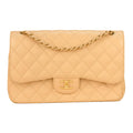 Chanel Beige Calfskin Leather Jumbo Classic Double Flap Bag