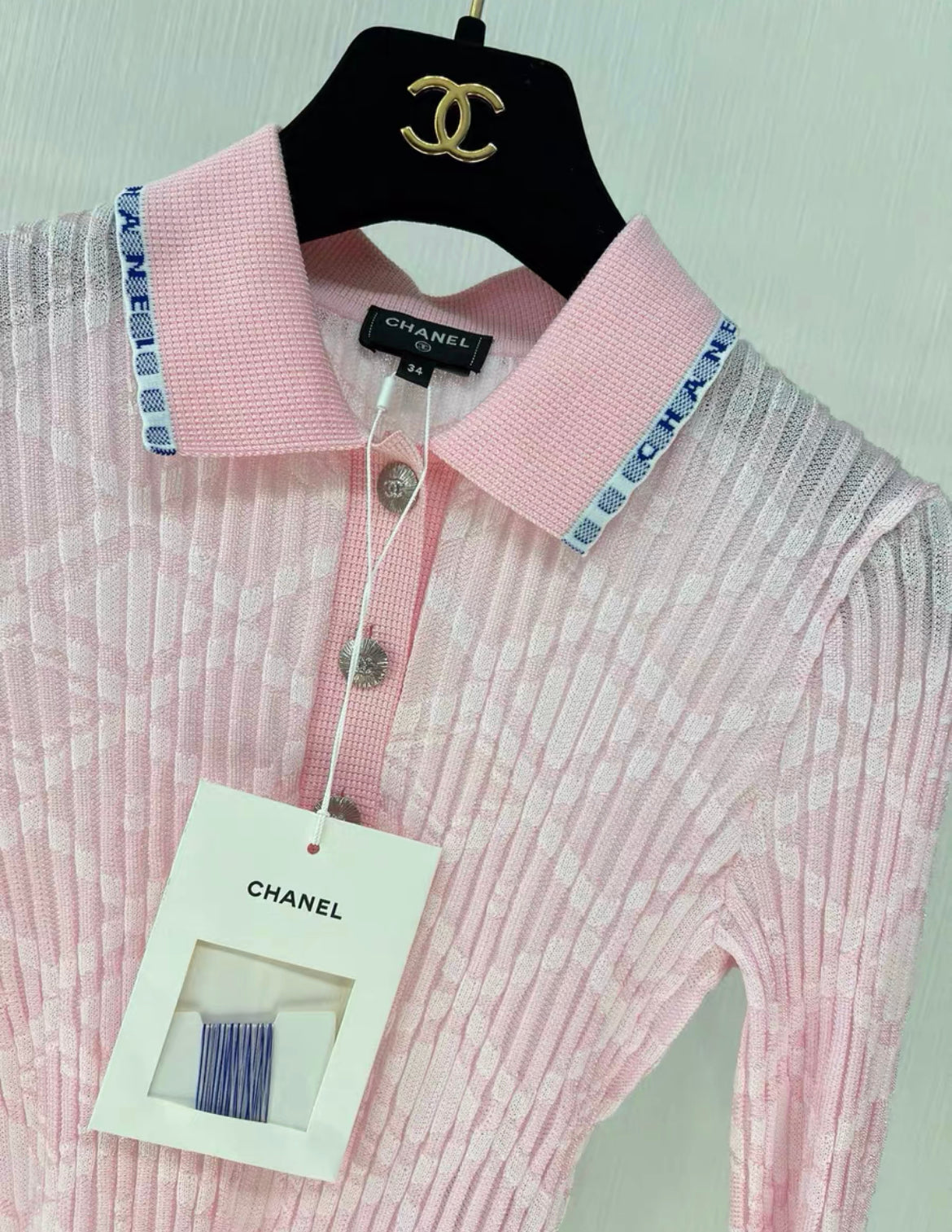 Chanel 24S pink stretch knitted dress, brand new with tag size 34