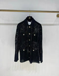 Chanel 24P black bow patchwork diamond CC button igan