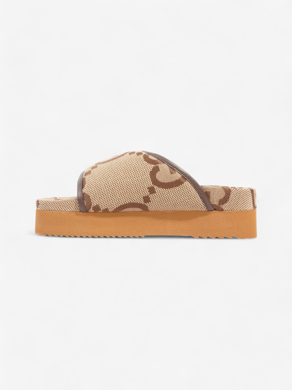 Gucci GG Platform Slides Beige And Ebony GG Supreme Canvas EU 38 UK 5
