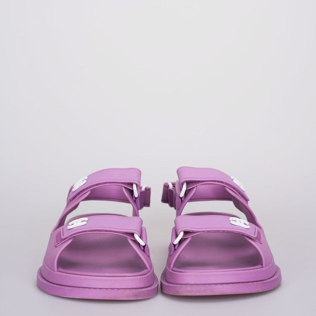 Chanel purple cc rubber Dad Sandals 36