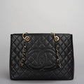 Chanel Black Grand Shopping Tote Black GST Bag in Cavier 2012-2013