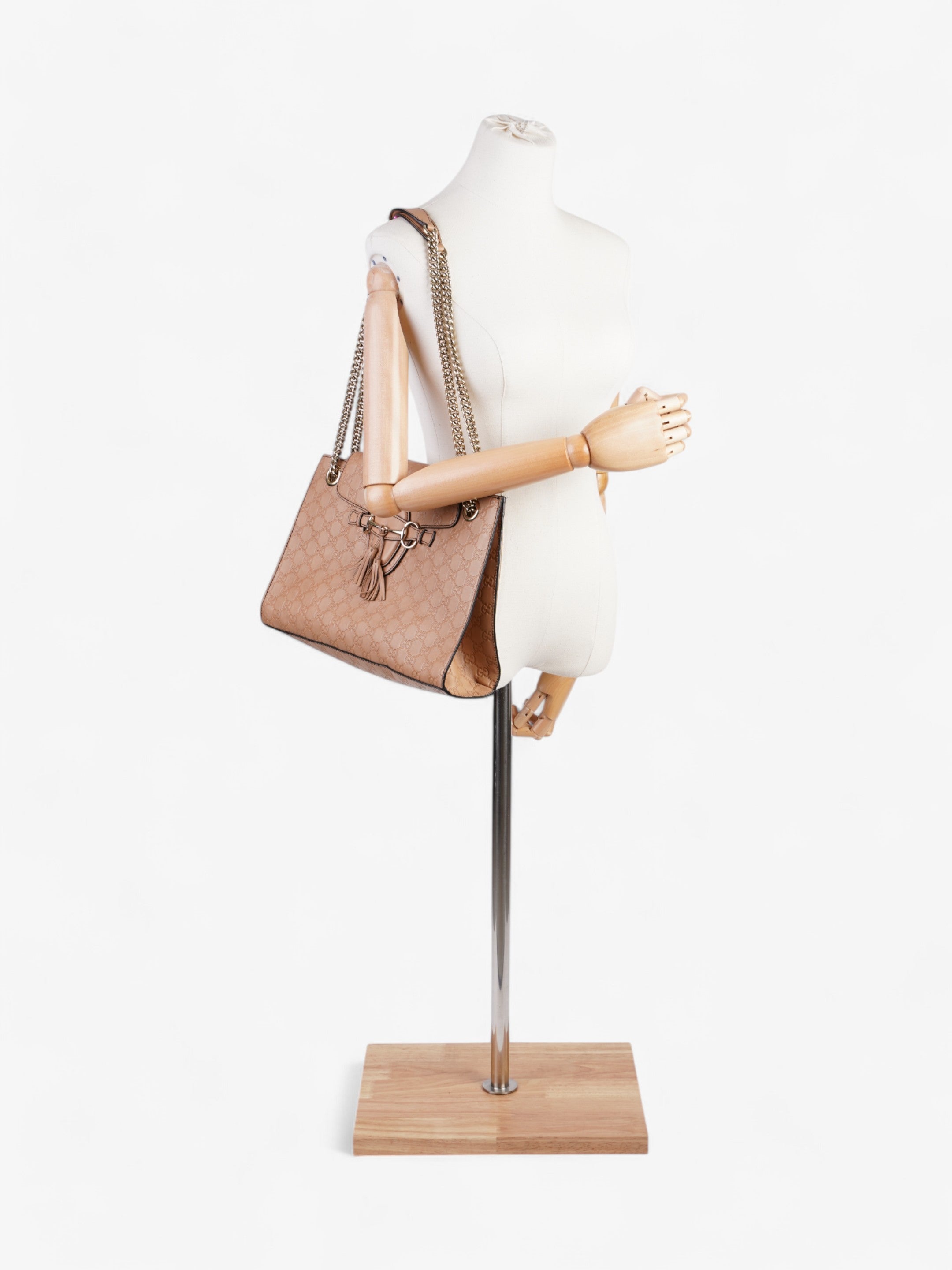 Gucci Emily Guccissima Chain Light Taupe / GG Supreme Canvas Large