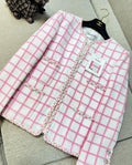 Chanel 23C pink and white four-pocket jacket