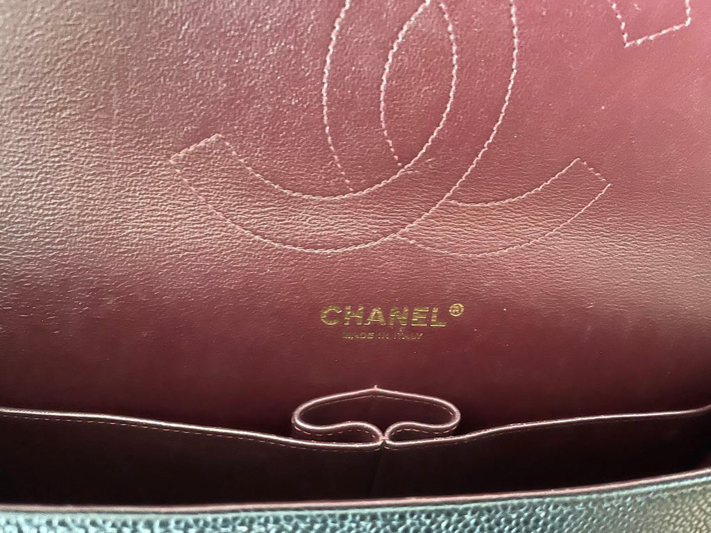 Chanel Black Jumbo Classic Double Flap Bag Caviar Leather with Gold Hardware