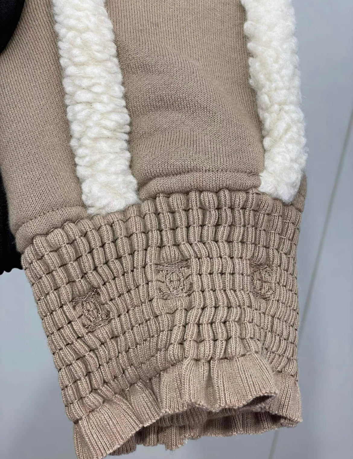 Chanel 24/25 Fall Winter Shearling Lambskin, Brown & Beige Pullover size 42 Brand new with tags