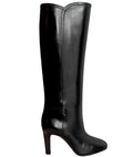 Saint Laurent Black Tall Leather Logo Boot - 37