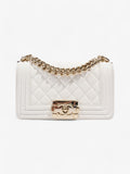 Chanel Boy Bag White Lambskin Leather Small