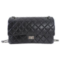 Chanel Black Aged Calfskin Reissue 2.55 227 Ruthenium Classic Flap Bag