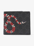 Gucci Kingsnake Print Wallet Black GG Supreme / Red / Navy Coated Canvas