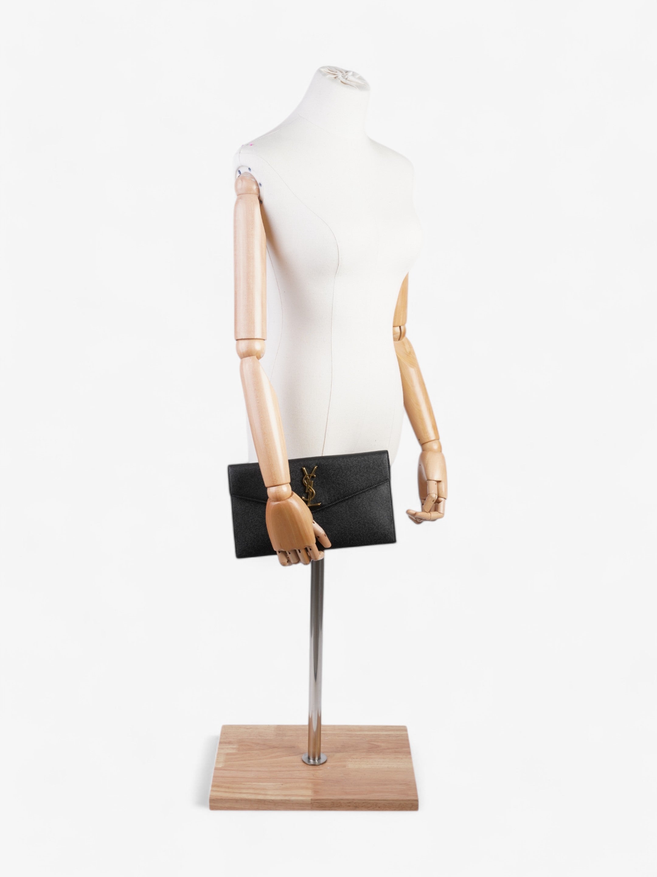 Saint Laurent Uptown Clutch Black Grained Leather
