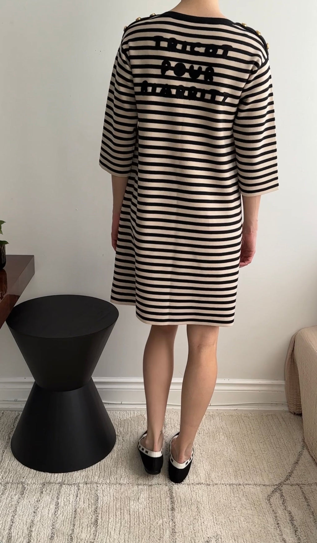 Gucci Black and Ivory Striped Tricot Pour Biarritz Dress - M / L (8/10)