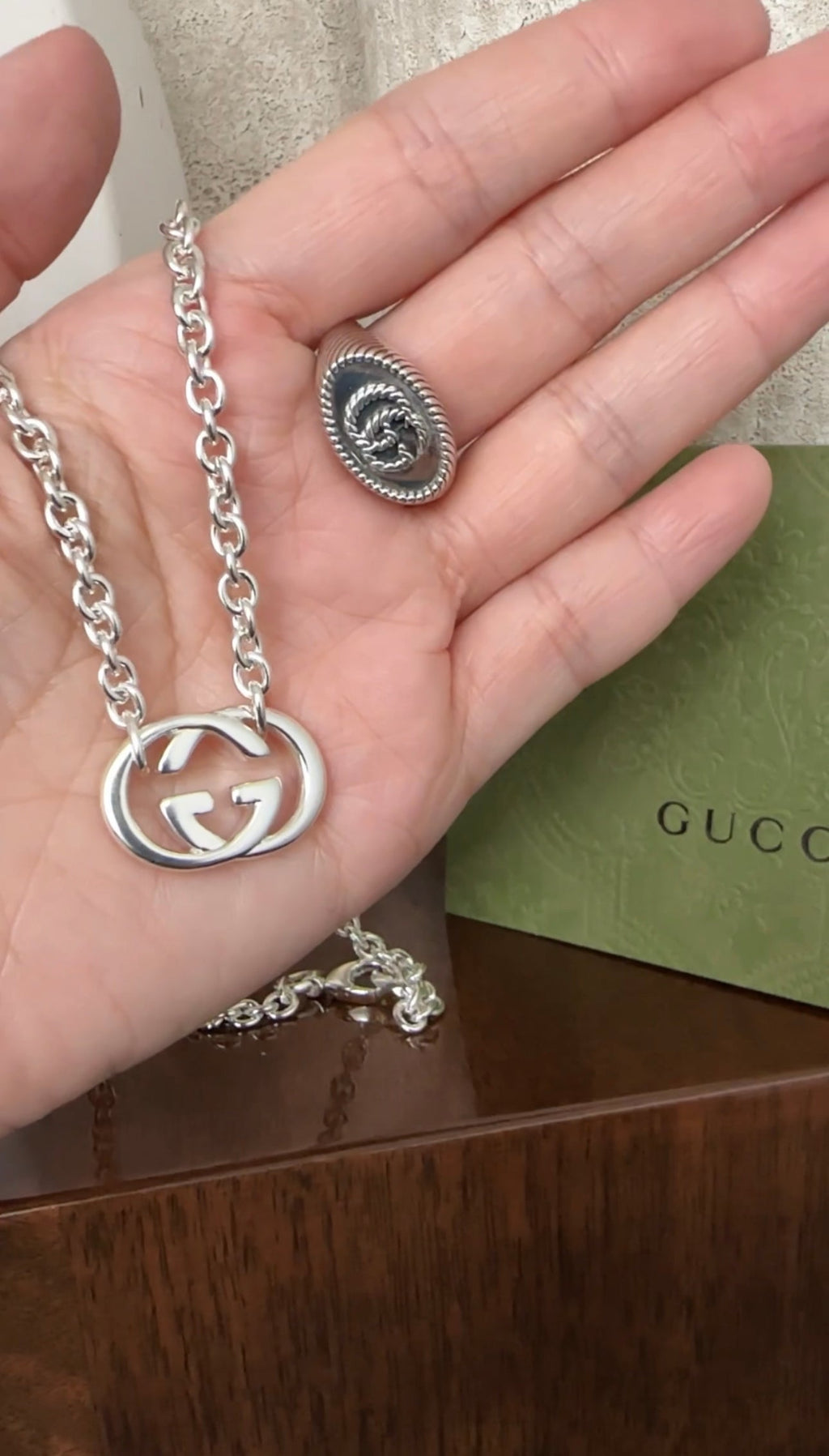 Gucci Sterling Silver GG Signet Ring - USA 9-1/4