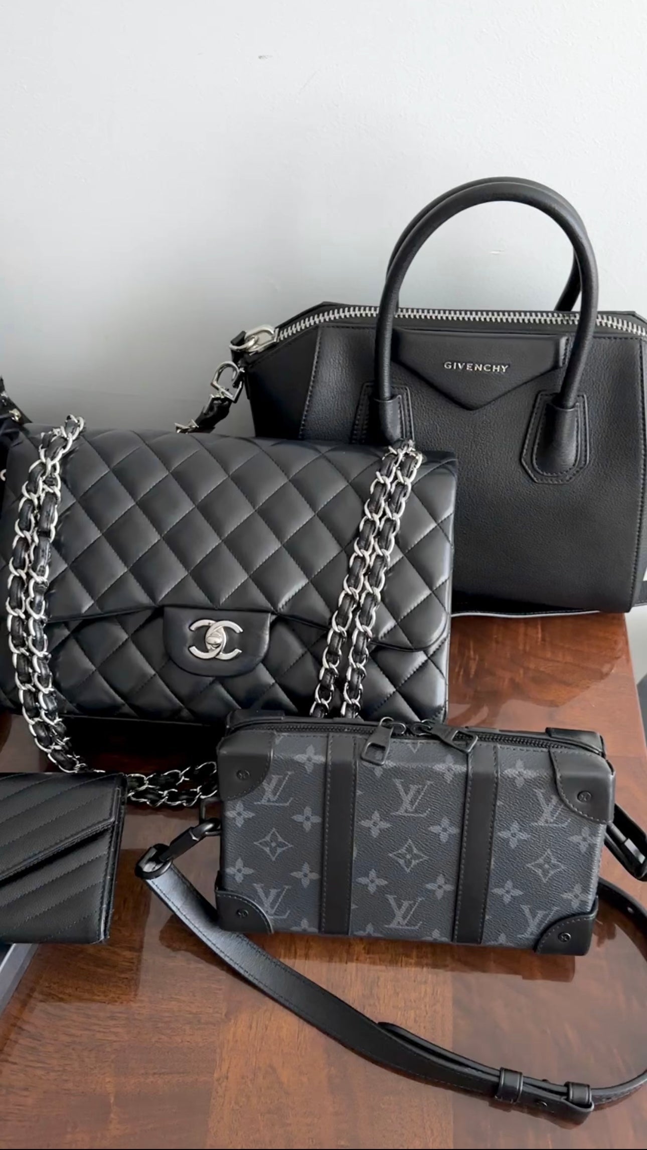 Chanel Black Lambskin Leather Jumbo Double Classic Flap Bag SHW