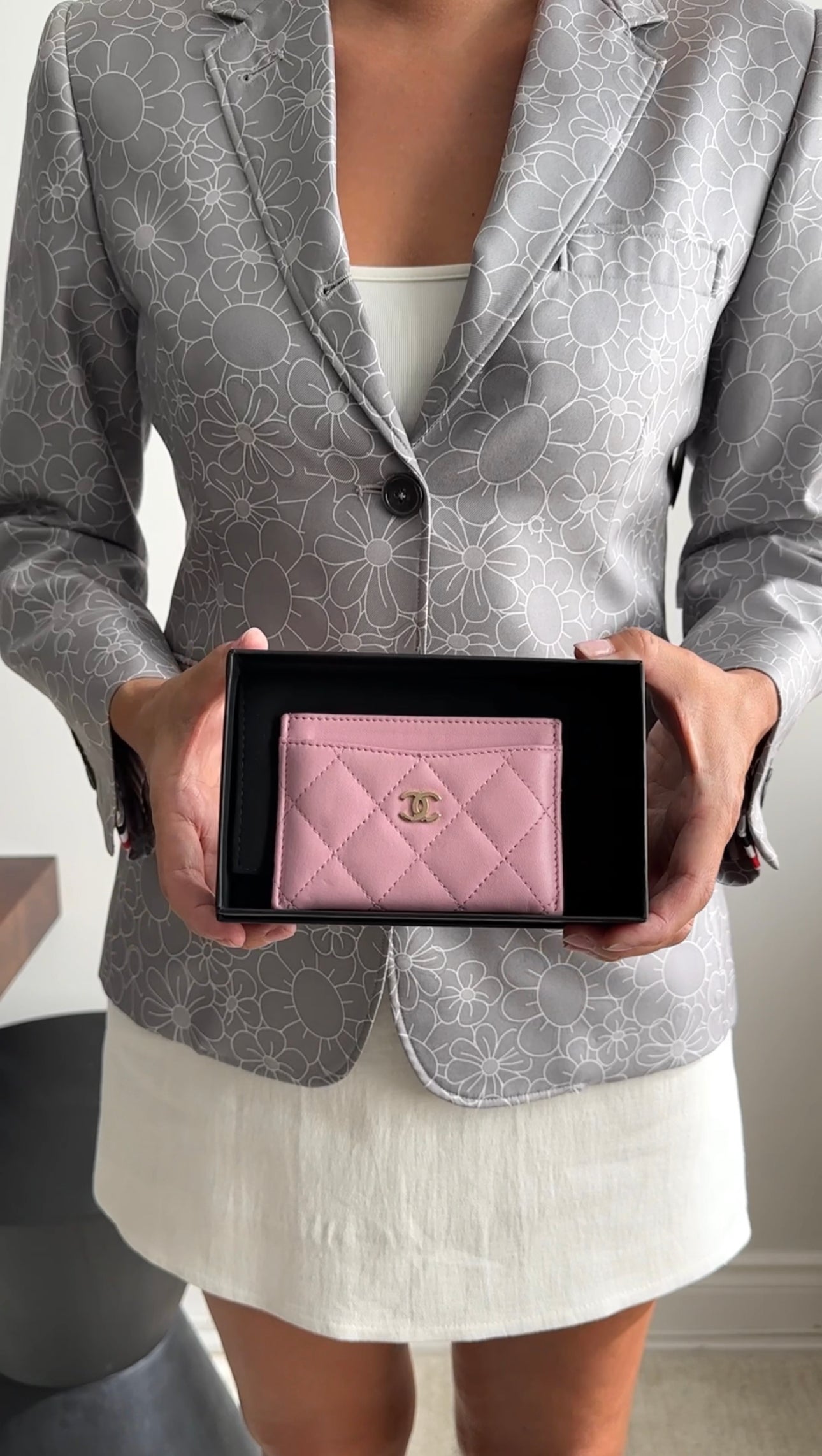 Chanel Light Pink Lambskin Quilted Classic  Holder