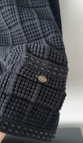 Chanel 05A Black Textured Knit igan Sweater with Chain Trim