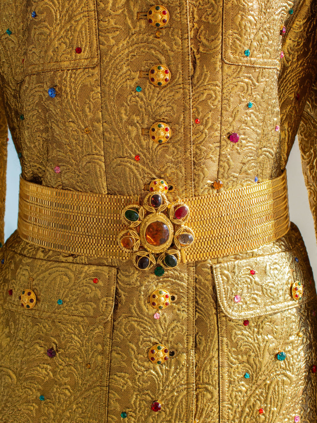 Museum Chanel Vintage F/W 1996 Gold Brocade Mughal Jeweled Gripoix 96A Jacket