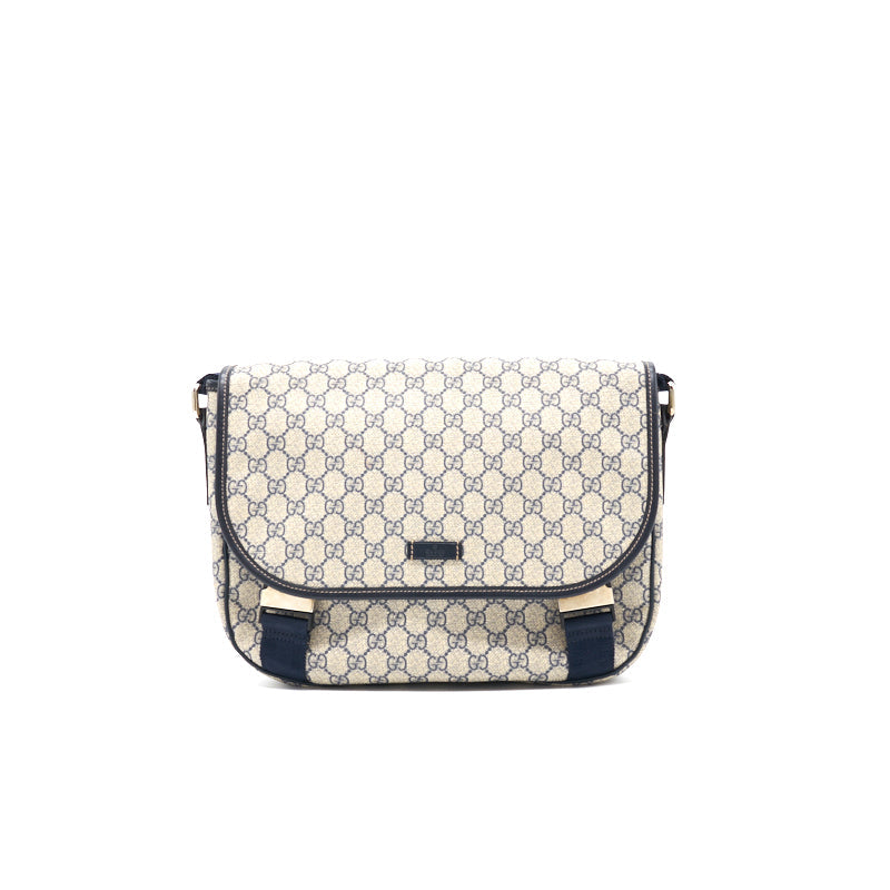 Gucci Beige/Brown GG Canvas and Leather Web Flap Messenger Bag