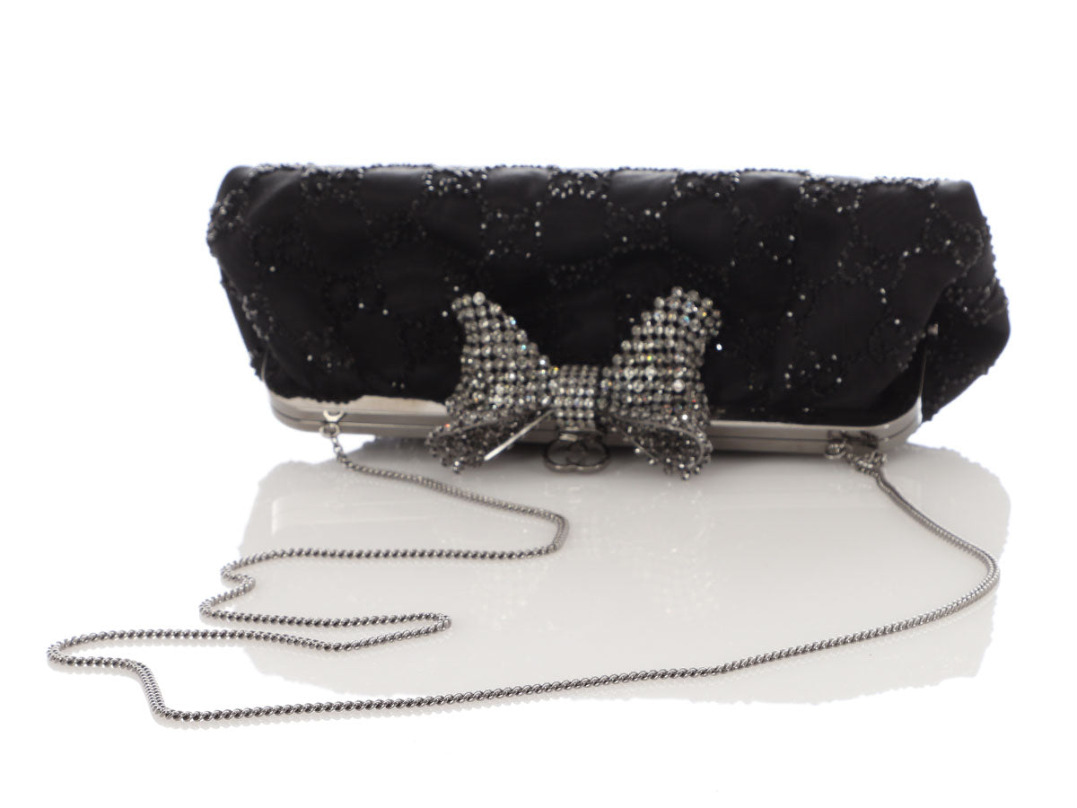 Gucci Black Crystal Broad Clutch