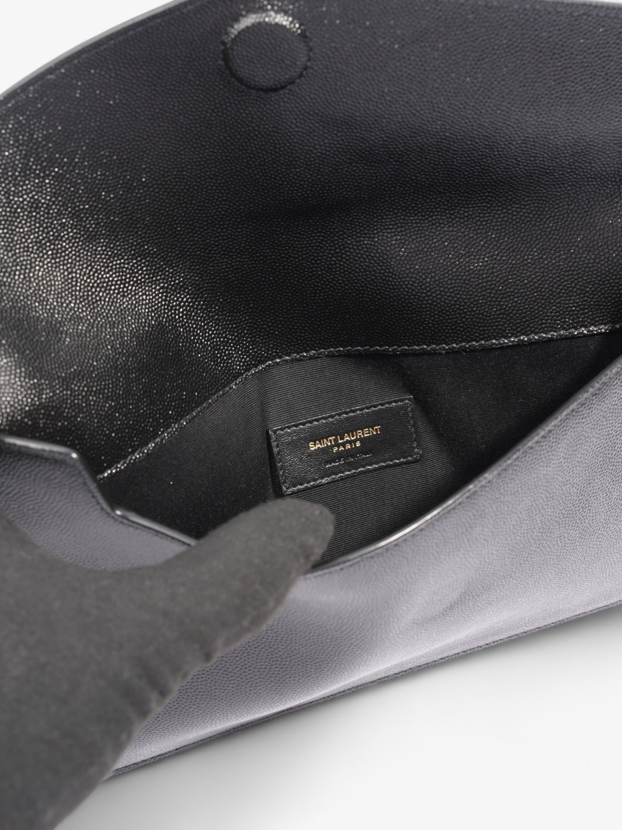 Saint Laurent Uptown Clutch Black Grained Leather
