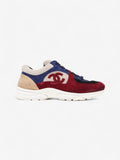 Chanel CC Logo Sneakers Maroon  / Black / Beige Suede EU 41 UK 8.5