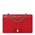 GUCCI GUCCISSIMA LEATHER SIGNATURE BOW WALLET ON CHAIN