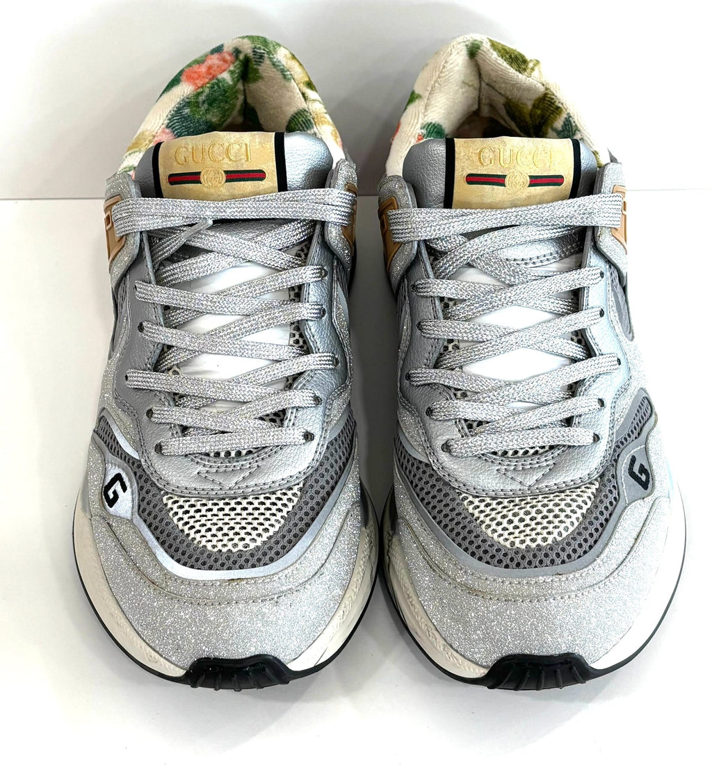 GUCCI ULTRASPACE GLITTER CALFSKIN MESH SNEAKERS