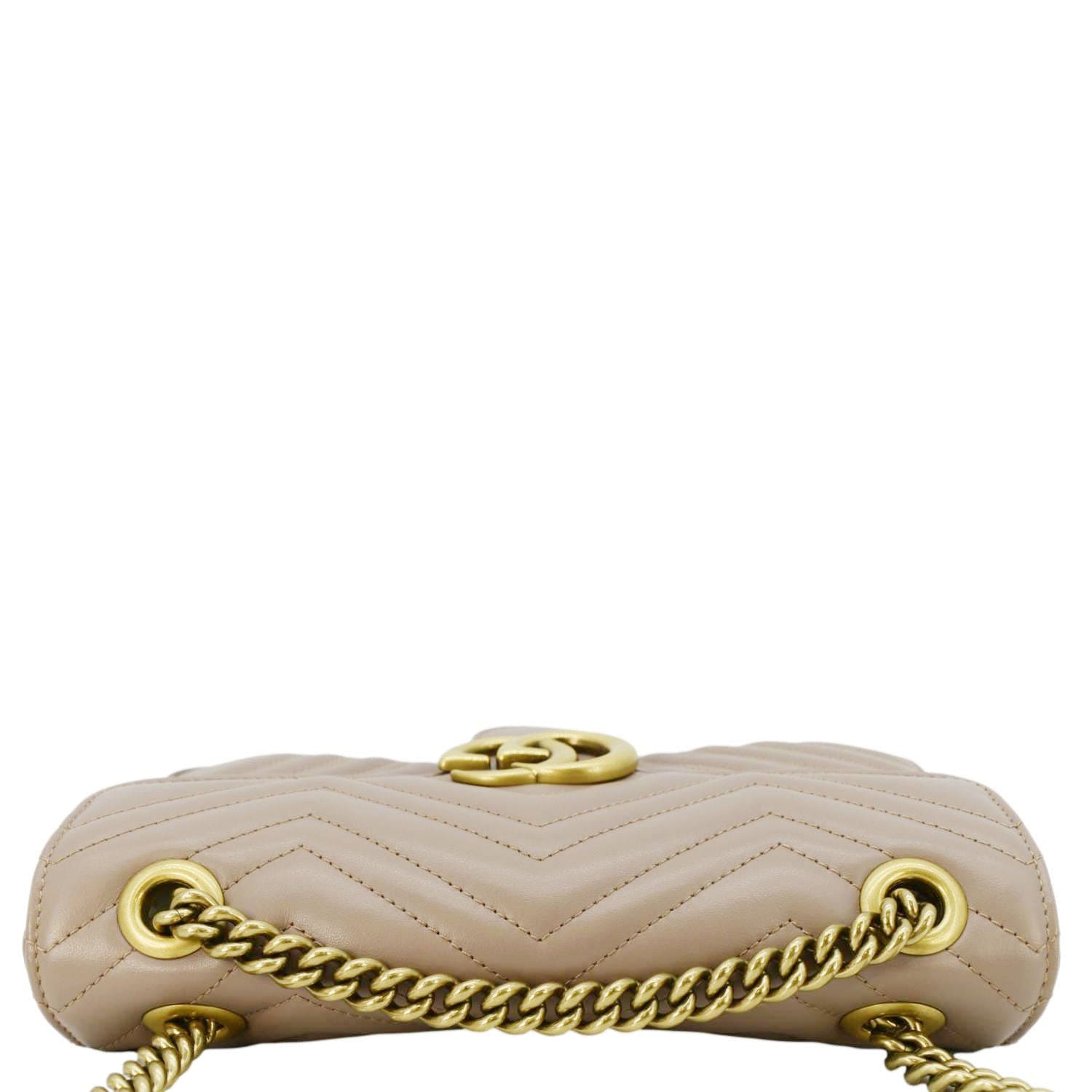 GUCCI GG Marmont Small Diagonal Matelasse Leather Crossbody Bag Porcelain Rose 443497