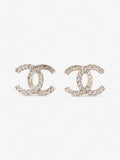 Chanel CC Logo Studs Light Gold / White Base Metal