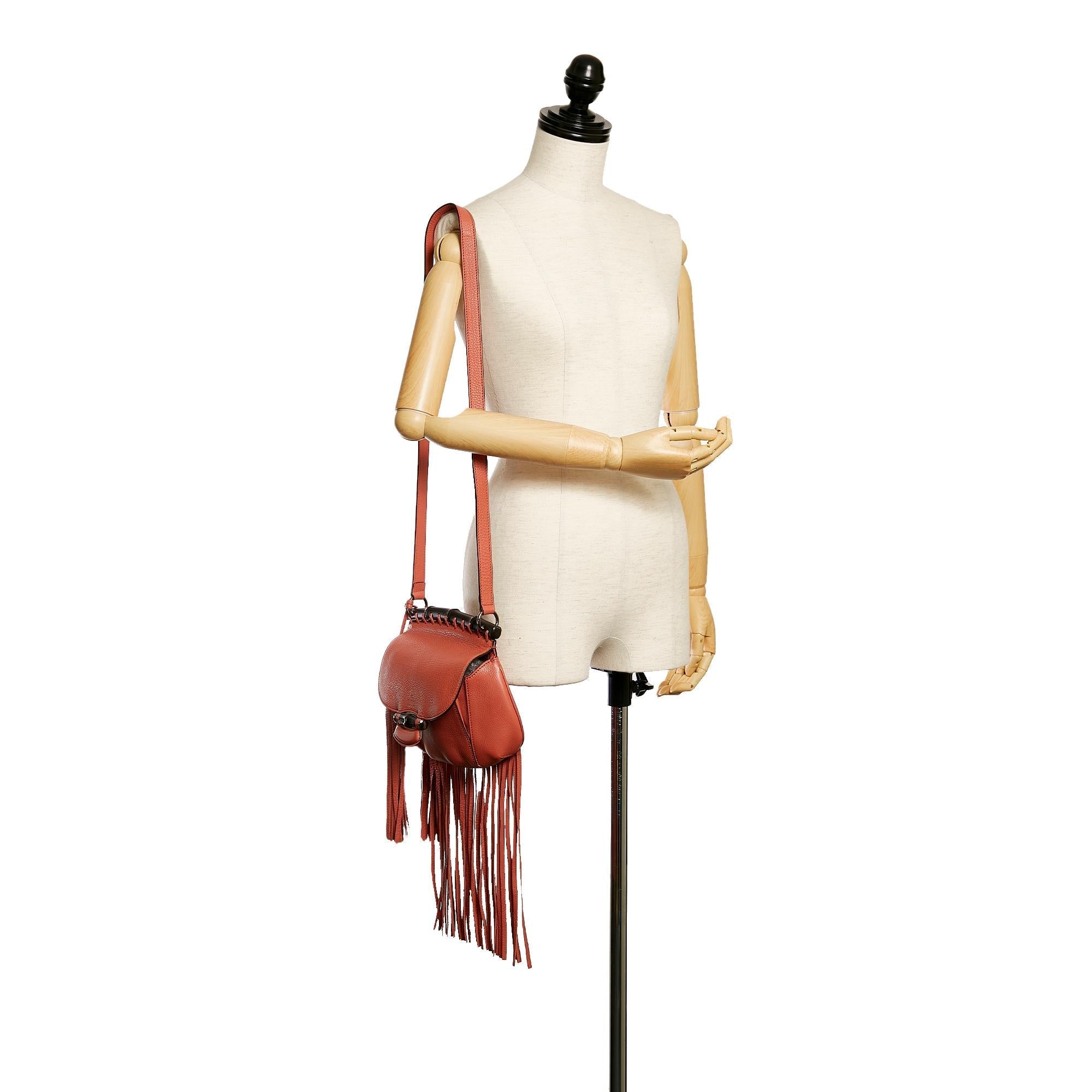 Gucci Bamboo Nouveau Fringe Leather Crossbody Bag (SHG-29693)