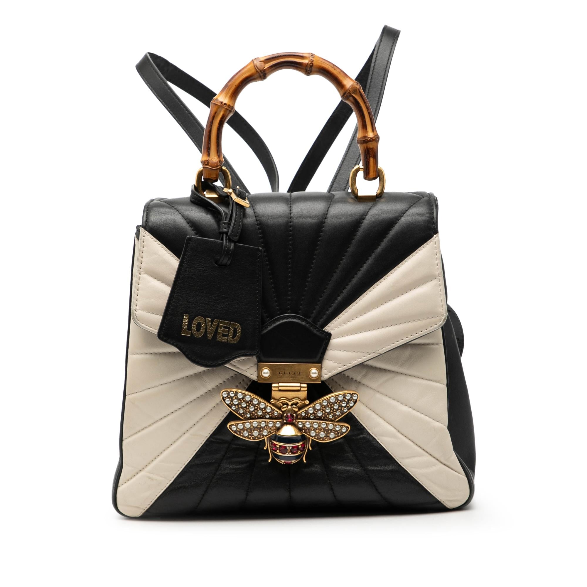 Gucci Bicolor Calfskin Bamboo Trapuntata Queen Margaret Backpack