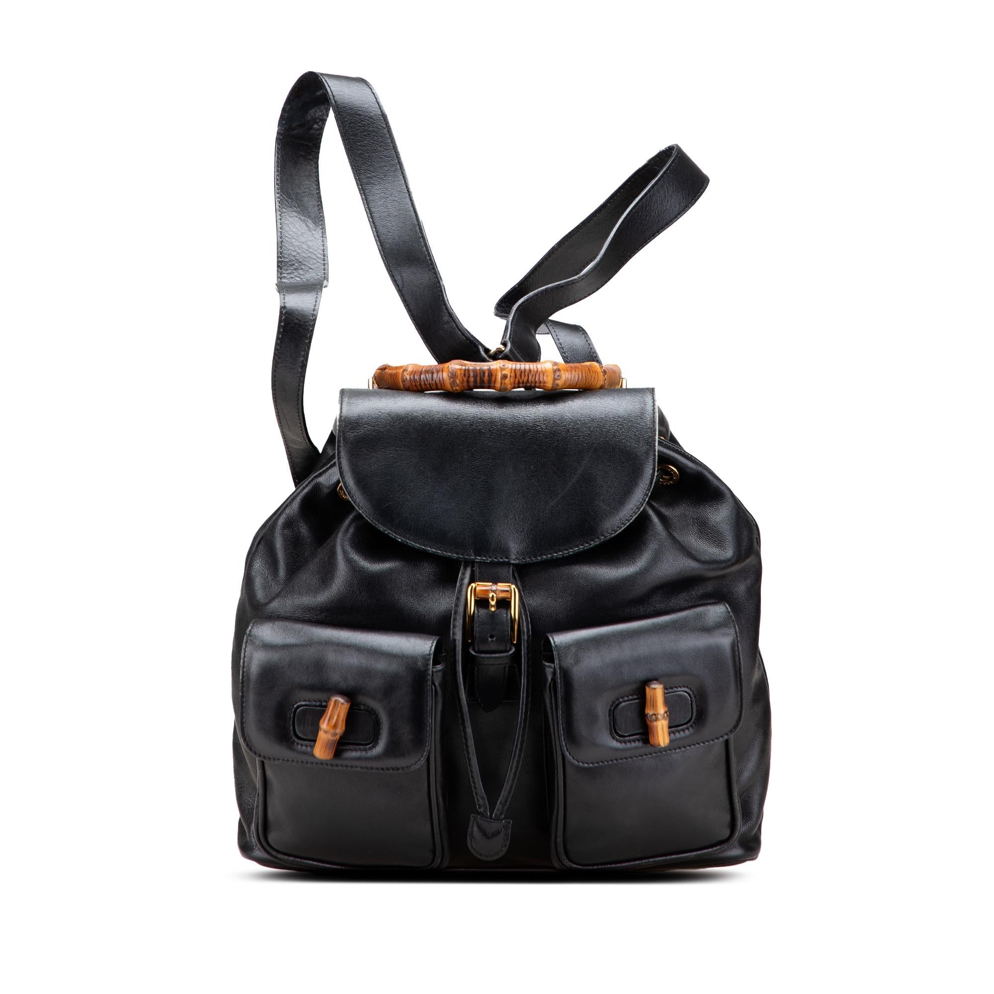 Gucci Calfskin Bamboo Drawstring Backpack