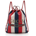 Gucci Canvas Sylvie Stripe Logo Drawstring Backpack