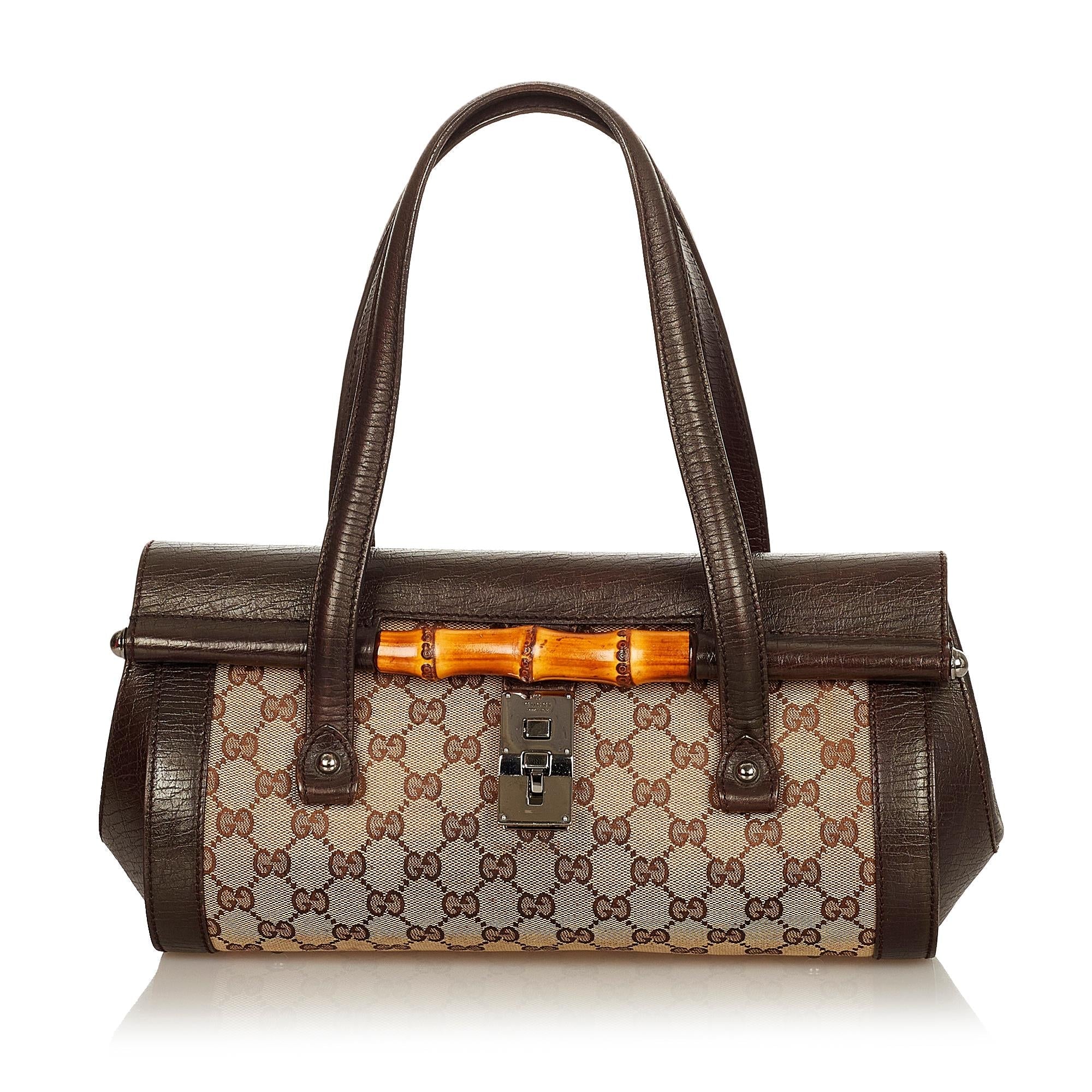 Gucci GG Canvas Bamboo Bullet Shoulder Bag (SHG-26346)