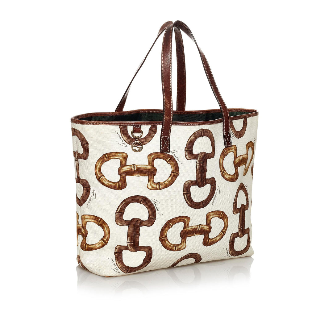 Gucci Horsebit Print Canvas Tote Bag (SHG-29942)