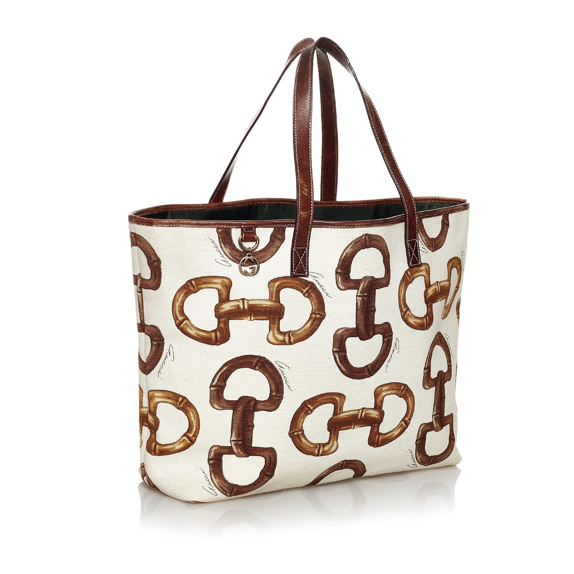 Gucci Horsebit Print Canvas Tote Bag (SHG-29942)