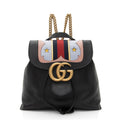 Gucci Leather GG Marmont Web Flap Chain Backpack