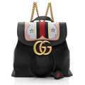 Gucci Leather GG Marmont Web Heart Star Flap Chain Backpack