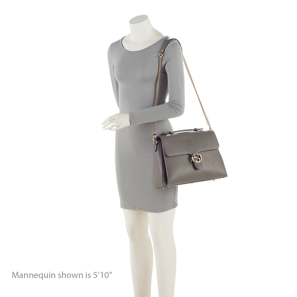 Gucci Calfskin Interlocking G Top Handle Medium Shoulder Bag (SHF-21775)