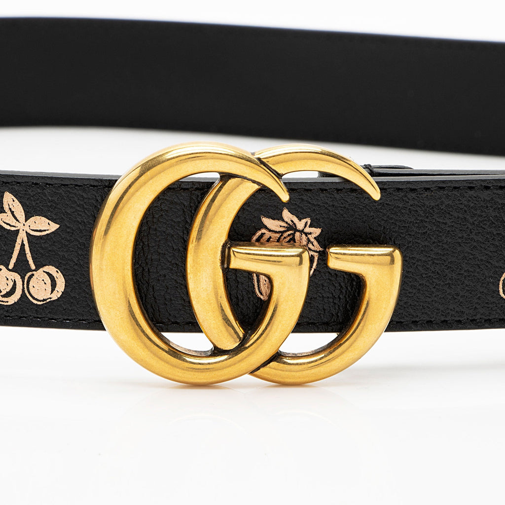 Gucci Leather Strawberry Cherry GG Marmont Belt - Size 36 / 90