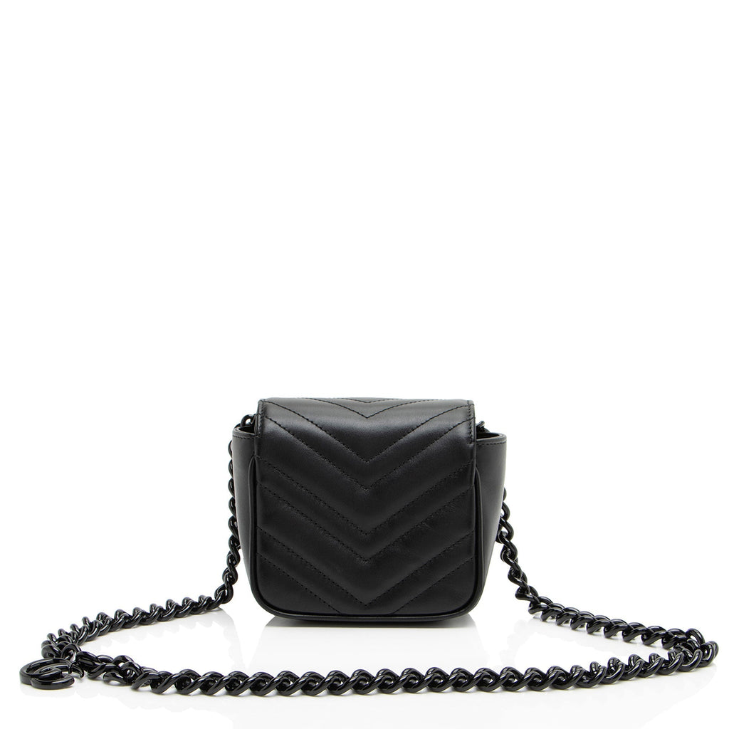 Gucci Matelasse Leather GG Marmont Monochrome Square Chain Belt Bag
