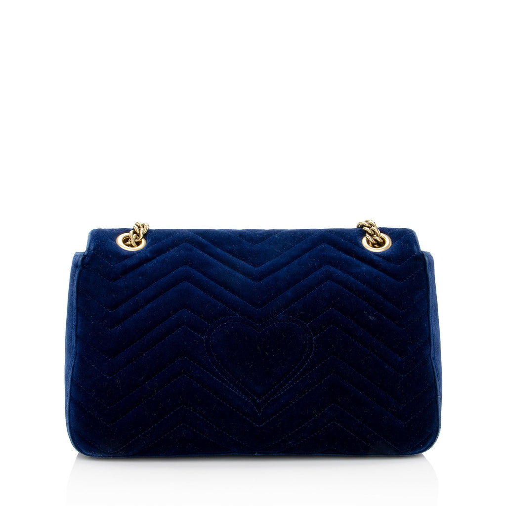 Gucci Matelasse Velvet GG Marmont Medium Shoulder Bag (SHF-22562)