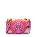 Gucci Metallic Matelasse Leather GG Marmont Mini Shoulder Bag (SHF-22837)
