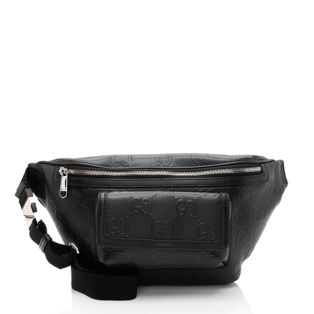 Gucci Perforated Embossed Leather GG Pocket Belt Bag (SHF-TJNqCI)