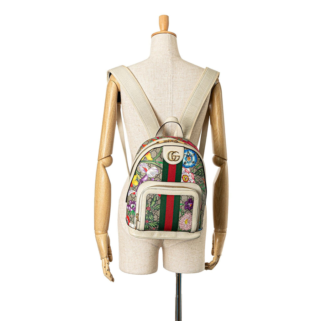 Gucci Small GG Supreme Flora Ophidia Backpack