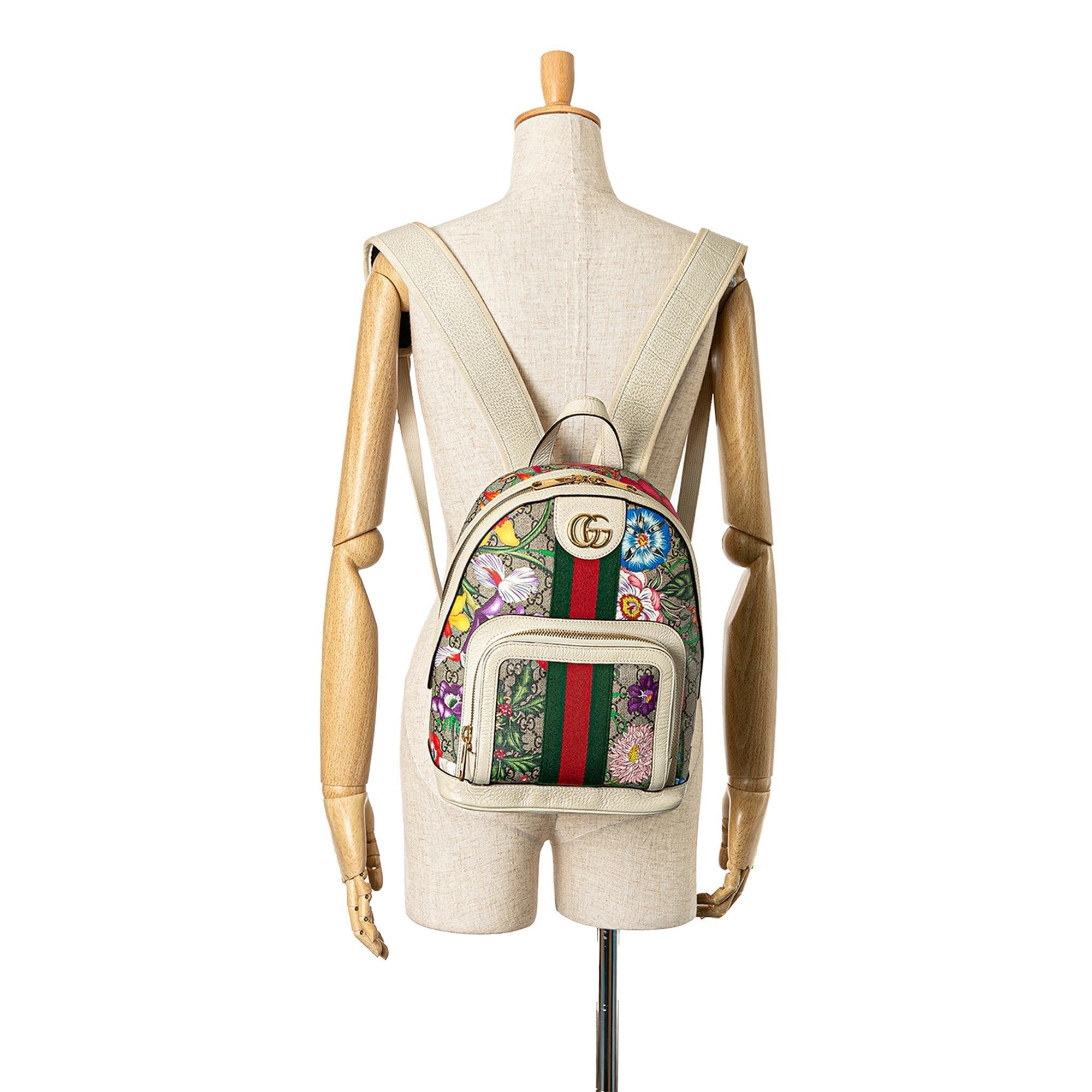 Gucci Small GG Supreme Flora Ophidia Backpack