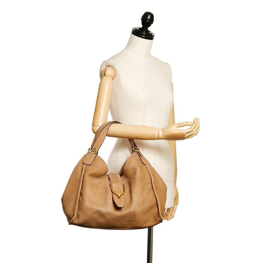 Gucci Soft Stirrup Nubuck Leather Shoulder Bag (SHG-30343)