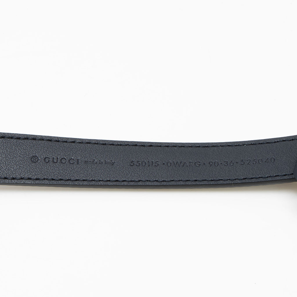 Gucci Striped Leather GG Torchon Web Thin Belt - Size 36 / 90